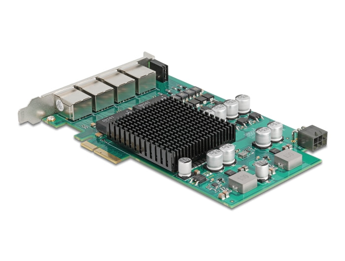 כרטיס ה-PCI Express מבית Delock גרמניה מציע 4 יציאות רשת עם קצב העברת נתונים של עד 1Gbps באמצעות כבלי נחושת סטנדרטיים מסוג Cat.6 או Cat.6A