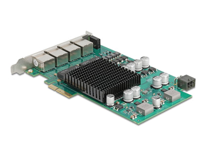 כרטיס ה-PCI Express מבית Delock גרמניה מציע 4 יציאות רשת עם קצב העברת נתונים של עד 1Gbps באמצעות כבלי נחושת סטנדרטיים מסוג Cat.6 או Cat.6A