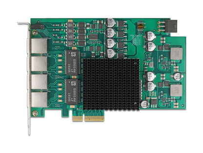 כרטיס ה-PCI Express מבית Delock גרמניה מציע 4 יציאות רשת עם קצב העברת נתונים של עד 1Gbps באמצעות כבלי נחושת סטנדרטיים מסוג Cat.6 או Cat.6A