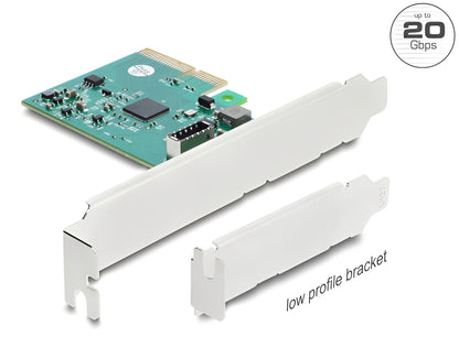 כרטיס PCI Express x4 מבית Delock גרמניה מציה יציאת USB Type- E Key A פנימית במהירות 20Gbps
