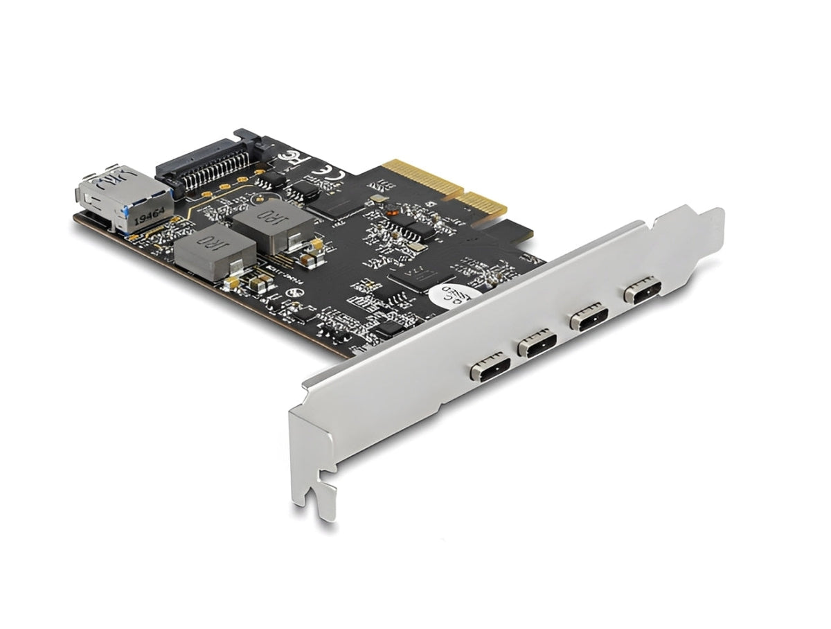 כרטיס PCIe x4 מבית Delock גרמניה המשדרג את המחשב המארח ב-4 יציאות USB-C