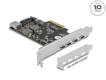 כרטיס PCIe x4 מבית Delock גרמניה המשדרג את המחשב המארח ב-4 יציאות USB-C
