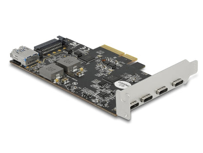 כרטיס PCIe x4 מבית Delock גרמניה המשדרג את המחשב המארח ב-4 יציאות USB-C