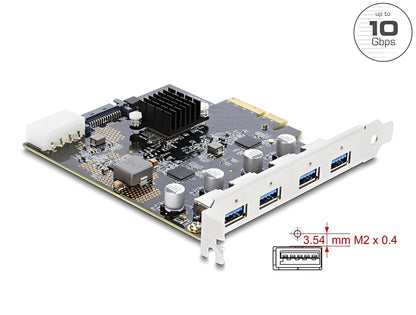 כרטיס PCI Express x4 מבית Delock גרמניה מרחיב את המחשב האישי באמצעות ארבע יציאות USB-A במהירות 10Gbps
