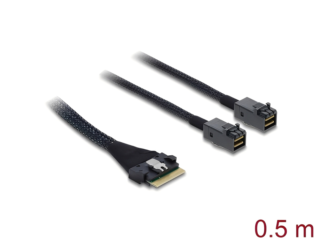כבל PCIe 4.0 מבית DELOCK גרמניה המיועד לחיבורי אחסון התקנים פנימיים מהירים התומכים בפרוטוקול PCIe 4.0 , כגון התקנים עם מחבר Mini SAS HD SFF-8643 לבקר עם מחבר Slim SAS SFF-8654 8i