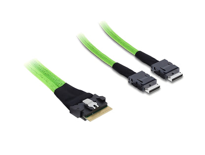 כבל PCIe 4.0 מבית DELOCK גרמניה המיועד לחיבורי אחסון התקנים פנימיים מהירים התומכים בפרוטוקול PCIe 4.0 , כגון התקנים עם מחבר OCuLink SFF-8611 4i לבקר עם מחבר Slim SAS SFF-8654 8i