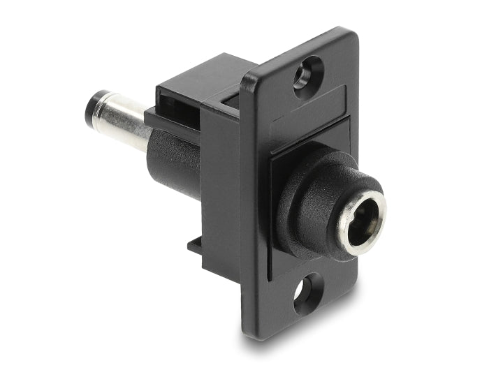 מתאם DC עם תושבת לפאנל מבית DELOCK גרמניה ניתן להרכבה או חיווט בתוך מארז או התקן לצורך אספקת חשמל