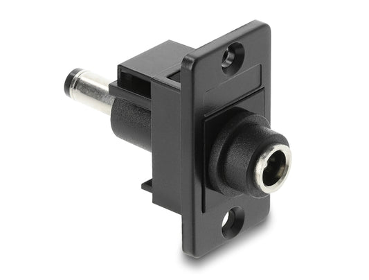 מתאם DC עם תושבת לפאנל מבית DELOCK גרמניה ניתן להרכבה או חיווט בתוך מארז או התקן לצורך אספקת חשמל