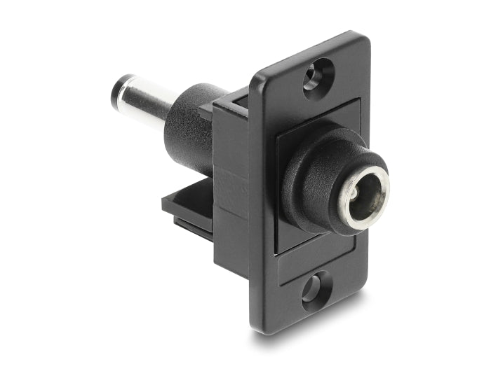 מתאם DC עם תושבת לפאנל מבית DELOCK גרמניה ניתן להרכבה או חיווט בתוך מארז או התקן לצורך אספקת חשמל
