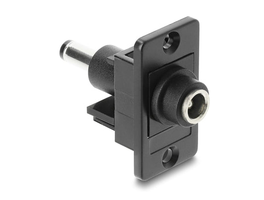 מתאם DC עם תושבת לפאנל מבית DELOCK גרמניה ניתן להרכבה או חיווט בתוך מארז או התקן לצורך אספקת חשמל