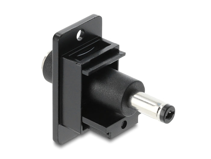 מתאם DC עם תושבת לפאנל מבית DELOCK גרמניה ניתן להרכבה או חיווט בתוך מארז או התקן לצורך אספקת חשמל