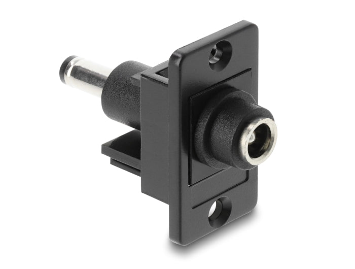 מתאם DC עם תושבת לפאנל מבית DELOCK גרמניה ניתן להרכבה או חיווט בתוך מארז או התקן לצורך אספקת חשמל
