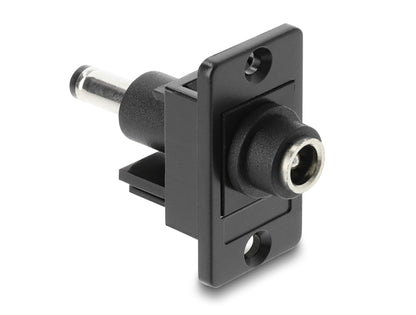 מתאם DC עם תושבת לפאנל מבית DELOCK גרמניה ניתן להרכבה או חיווט בתוך מארז או התקן לצורך אספקת חשמל