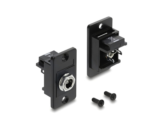 מתאם DC עם תושבת לפאנל מבית DELOCK גרמניה ניתן להרכבה או חיווט בתוך מארז או התקן לצורך אספקת חשמל