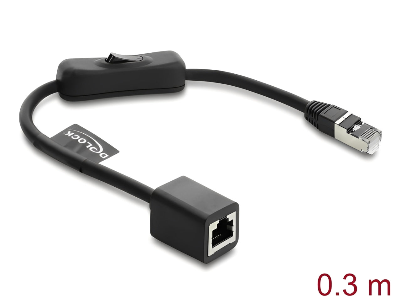 כבל רשת Cat.6 מבית Delock גרמניה כולל המתג מובנה, מאפשר ניתוק ממוקד של חיבור הרשת