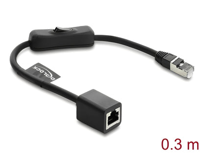 כבל רשת Cat.6 מבית Delock גרמניה כולל המתג מובנה, מאפשר ניתוק ממוקד של חיבור הרשת