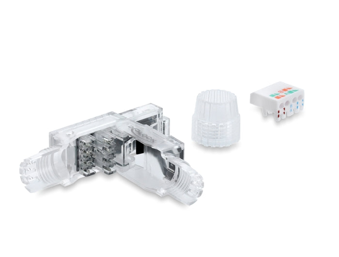 תקע RJ45 Cat.6A מבית Delock גרמניה המיועד להתקנה עצמית על כבלי רשת בתקן Cat.6A ומתאים להתקנה קלה