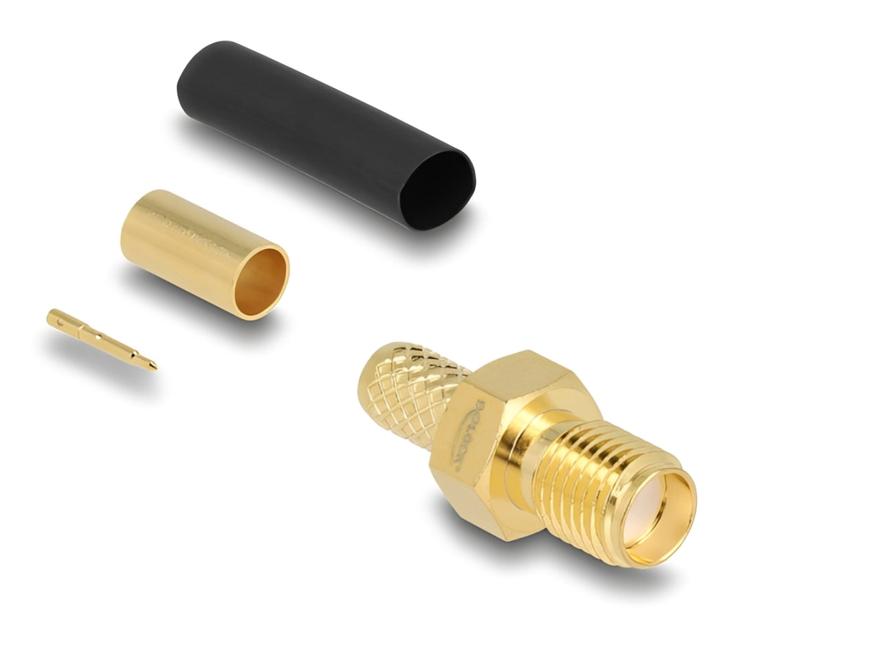 מחבר לכבל האנטנה מבית Delock גרמניה הוא מחבר מסוג RP-SMA נקבה המיועד ללחיצה (Crimp) על כבל קואקסיאלי LMR200