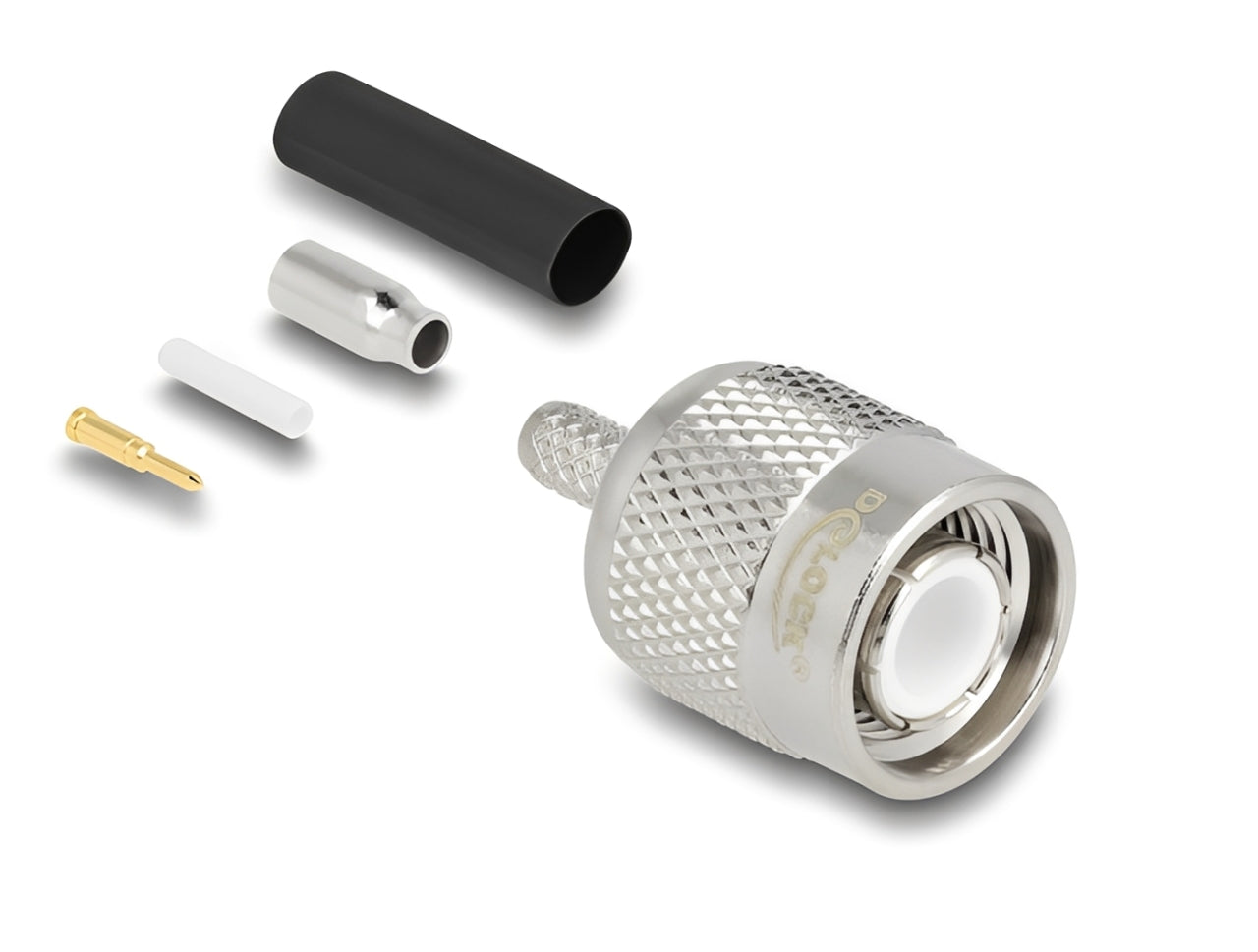 מחבר לכבל האנטנה מבית Delock גרמניה מסוג TNC זכר המיועד ללחיצה (Crimp) על כבלים קואקסיאליים דקים