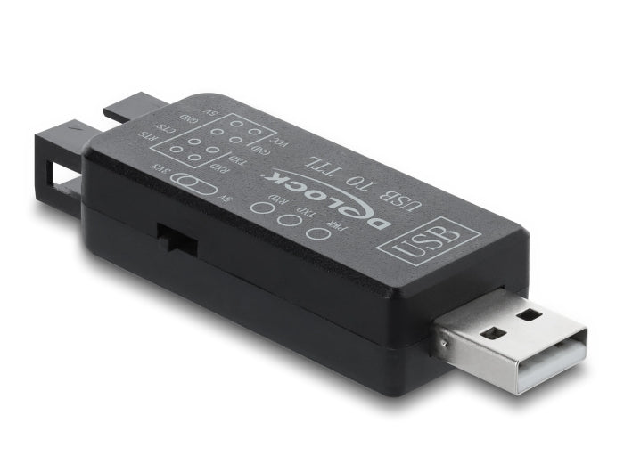 ממיר USB-A ל-UART (TTL) מקצועי מבית DELOCK גרמניה זה רכיב פיתוח ואבחון (USB 2.0 to UART/TTL Converter) המצויד בארבע קווי דאטה ברמות מתח לוגיות של LVTTL/TTL