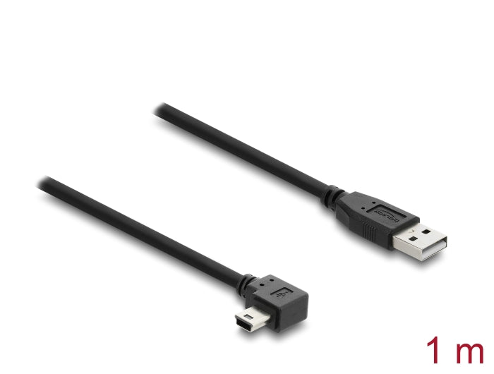 כבל USB 2.0 מבית Delock גרמניה מאפשר חיבור בין התקן עם מחבר USB Mini-B לבין מחשב שולחני או נייד המצויד ביציאת USB Type-A פנויה