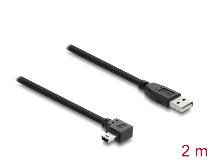 כבל USB 2.0 מבית Delock גרמניה מאפשר חיבור בין התקן עם מחבר USB Mini-B לבין מחשב שולחני או נייד המצויד ביציאת USB Type-A פנויה