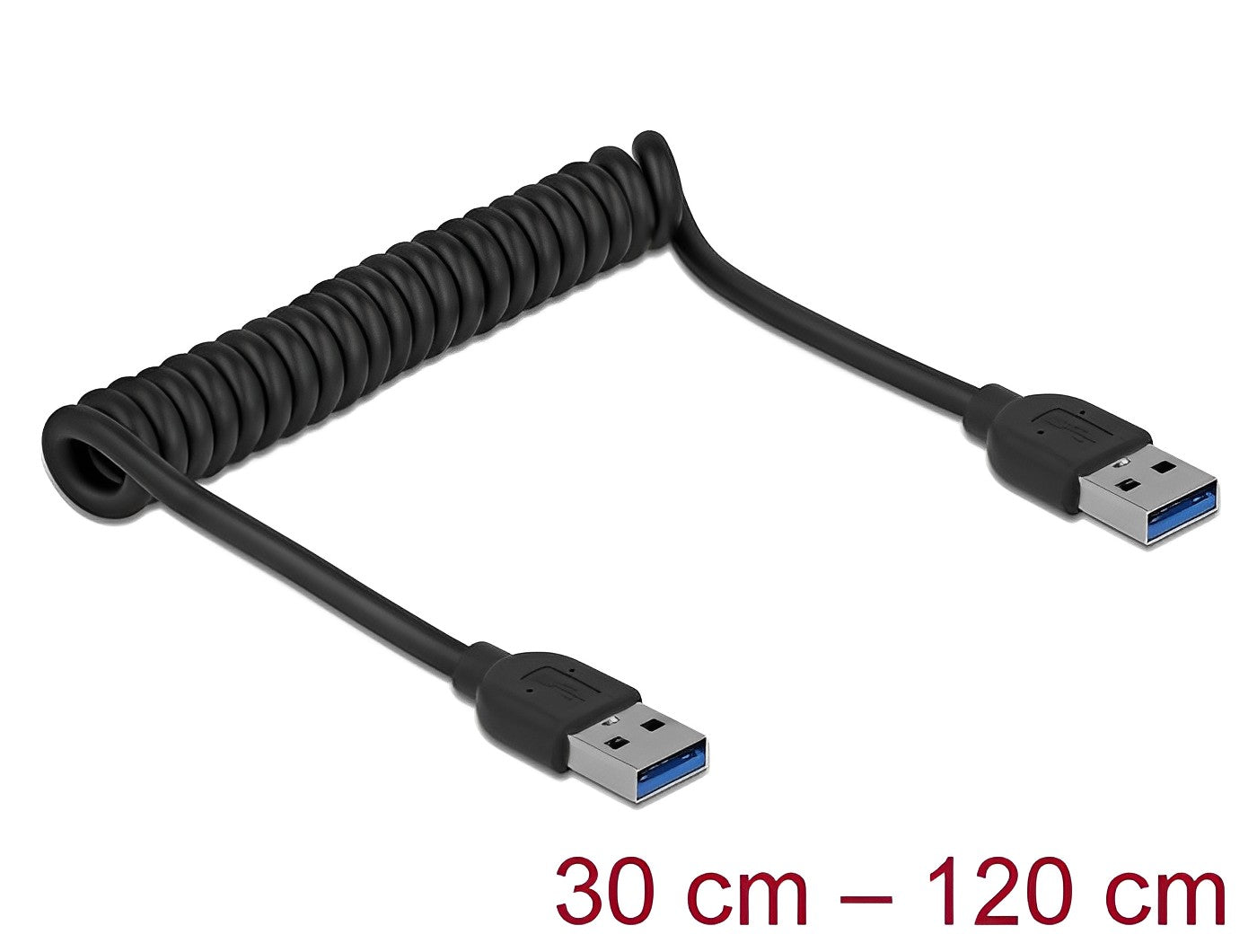 כבל מסולסל USB 5Gbps מבית Delock גרמניה מאפשר חיבור בין מכשיר עם מחבר USB Type-A למחשב אישי או נייד עם חיבור USB פנוי - delock.israel