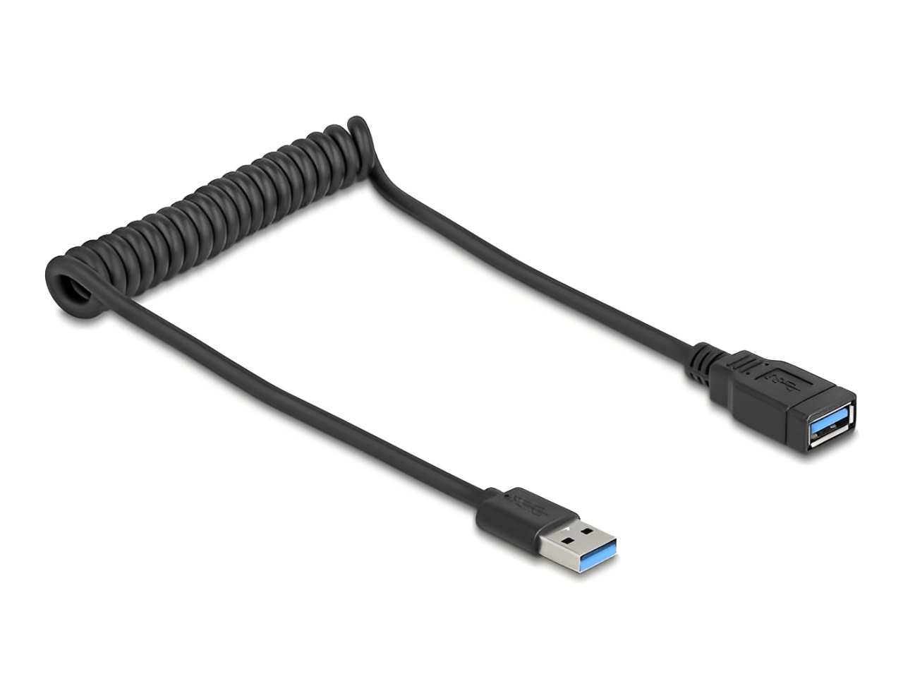 כבל מסולסל USB 5Gbps מבית Delock גרמניה מאפשר להעריך חיבור בין מכשיר עם מחבר USB Type-A למחשב אישי או נייד עם חיבור USB פנוי - delock.israel