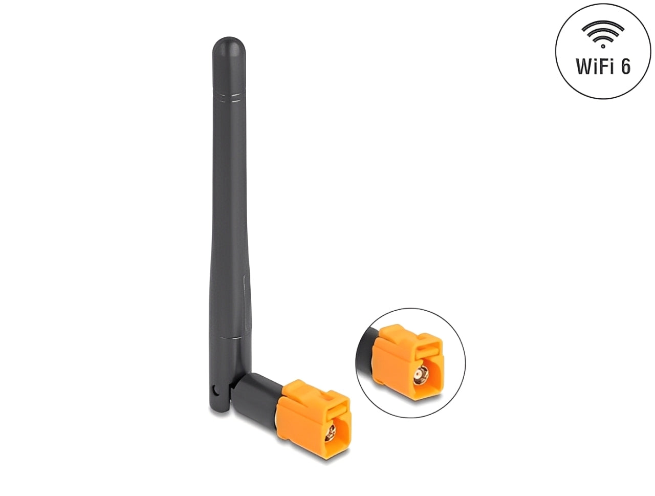 אנטנה איכותית בתקן WiFi 6 מבית Delock גרמניה מיועדת לחיבור למכשיר WLAN עם ממשק FAKRA M לצורך שידור וקליטת אותות אלחוטיים