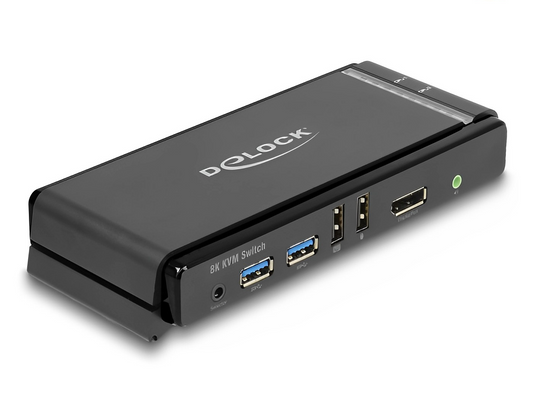 קופסת מיתוג DisplayPort 1.4 KVM Switch 8K 60 Hz USB 5 Gbps and Audio מ-2 מחשבים לעמדת עבודה אחת - delock.israel