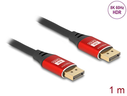 Delock DisplayPort Cable 8K 60 Hz 1 m red metal - delock.israel