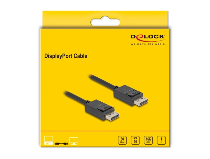 Delock DisplayPort cable 16K 60 Hz 80 Gbps 1 m - delock.israel