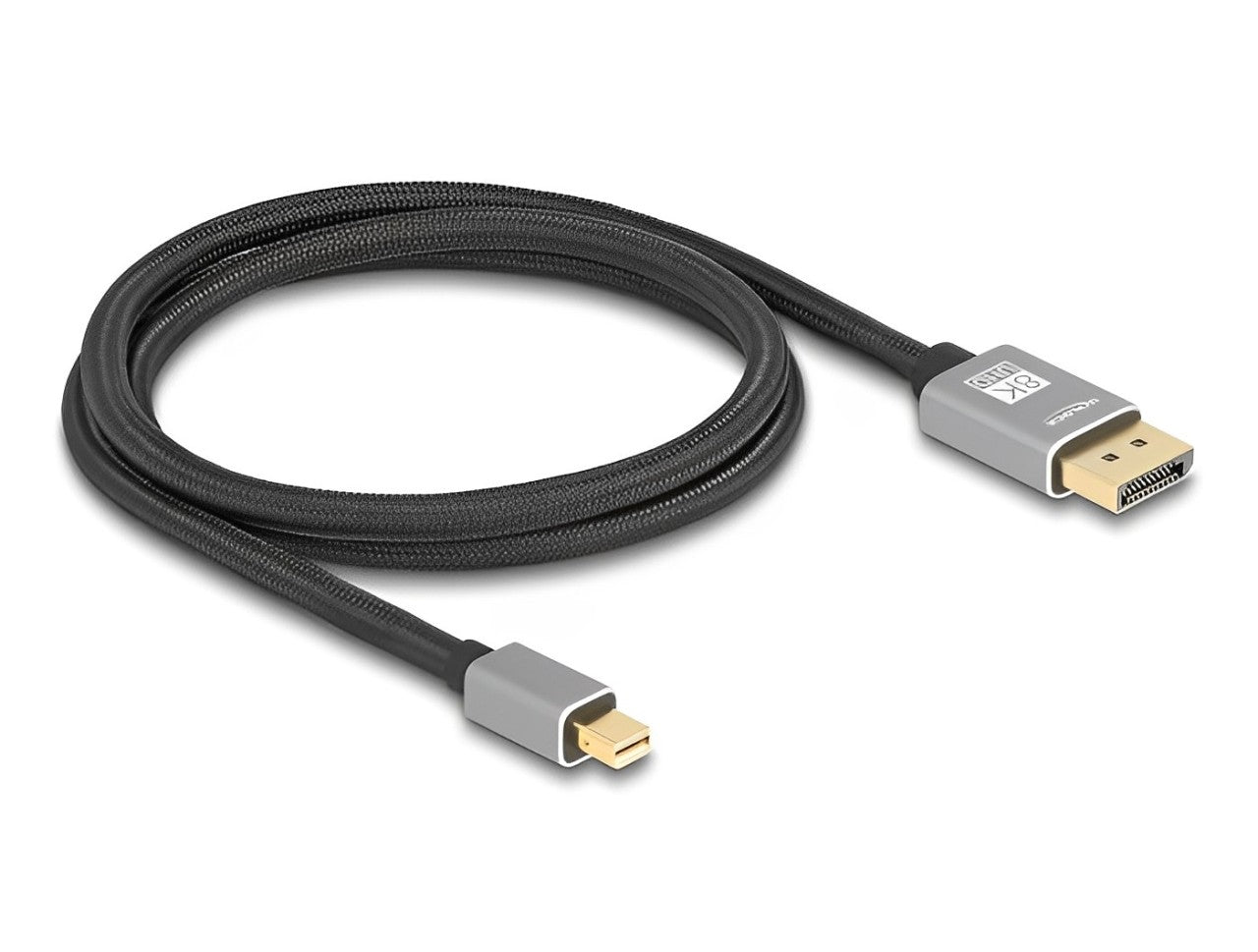 Delock Mini DisplayPort to DisplayPort cable 8K 60 Hz 1 m grey metal without latch - delock.israel