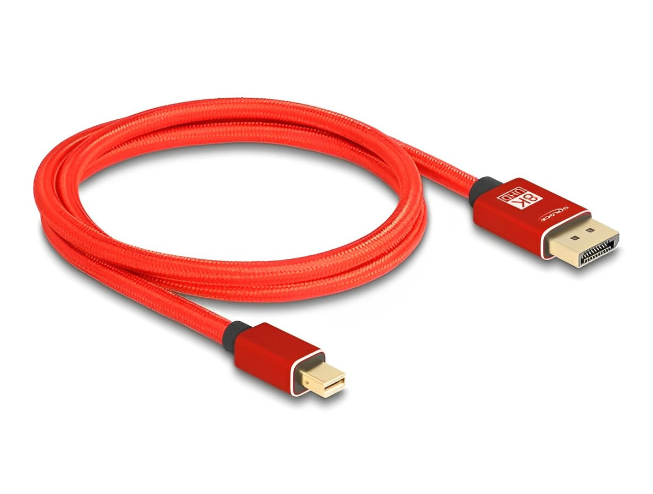 Delock Mini DisplayPort to DisplayPort cable 8K 60 Hz 1 m red metal without latch - delock.israel