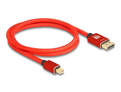 Delock Mini DisplayPort to DisplayPort cable 8K 60 Hz 1 m red metal without latch - delock.israel