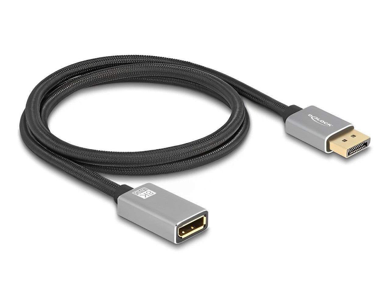 Delock DisplayPort extension cable 8K 60 Hz 1 m grey metal without latch - delock.israel