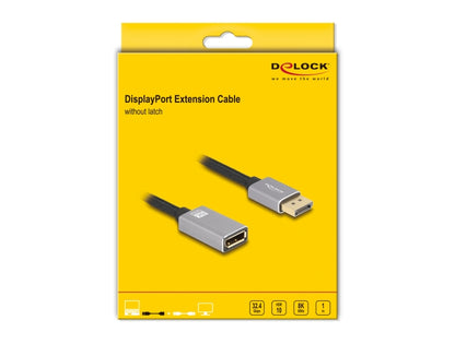 Delock DisplayPort extension cable 8K 60 Hz 1 m grey metal without latch - delock.israel