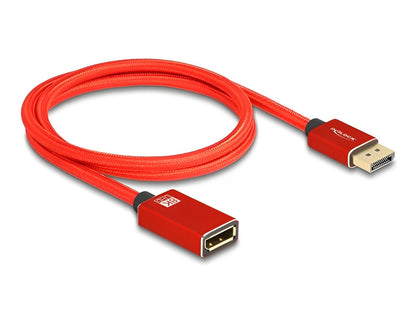 Delock DisplayPort extension cable 8K 60 Hz 1 m red metal without latch - delock.israel