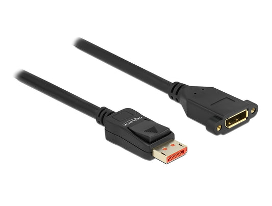 כבל DisplayPort 1.4 8K מבית Delock גרמניה משמש להרחבת חיבורי DisplayPort ולחיבור מגוון התקנים