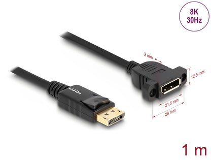 כבל DisplayPort 1.4 8K מבית Delock גרמניה משמש להרחבת חיבורי DisplayPort ולחיבור מגוון התקנים