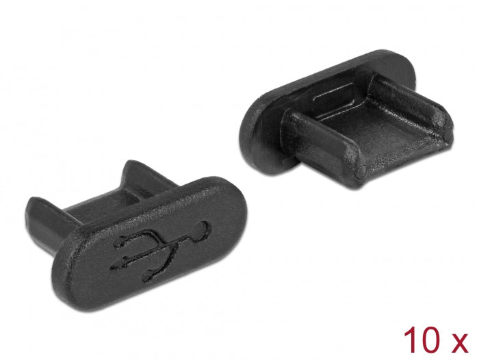 Delock Dust Cover for USB 2.0 Micro-B female without grip 10 pieces black - delock.israel