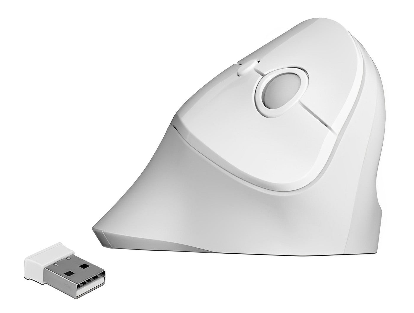 עכבר אנכי ארגונומי אלחוטי USB-A 2.4 GHz עם 6 לחצנים צבע לבן - delock.israel
