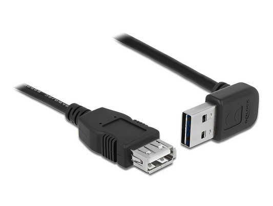 כבל מאריך EASY-USB 2.0 מבית Delock גרמניה מאפשר חיבור בין מכשיר עם מחבר USB-A למחשב אישי או נייד עם חיבור USB-A פנוי
