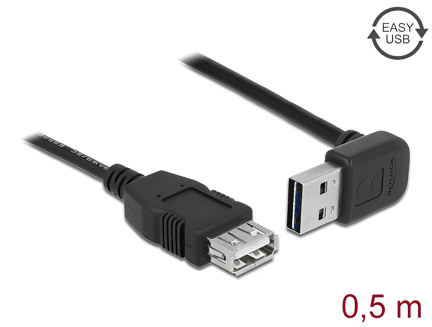 כבל מאריך EASY-USB 2.0 Type-A ז/נ עם מחבר דו כיווני בזווית 90° - delock.israel