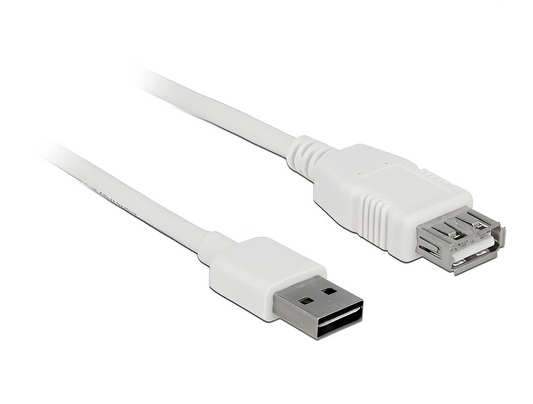 כבל מאריך EASY-USB 2.0 מבית Delock גרמניה מאפשר חיבור בין מכשיר עם מחבר USB-A למחשב אישי או נייד עם חיבור USB-A פנוי