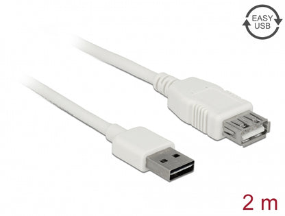 Delock Extension cable EASY-USB 2.0 Type-A male > USB 2.0 Type-A female white 2 m - delock.israel