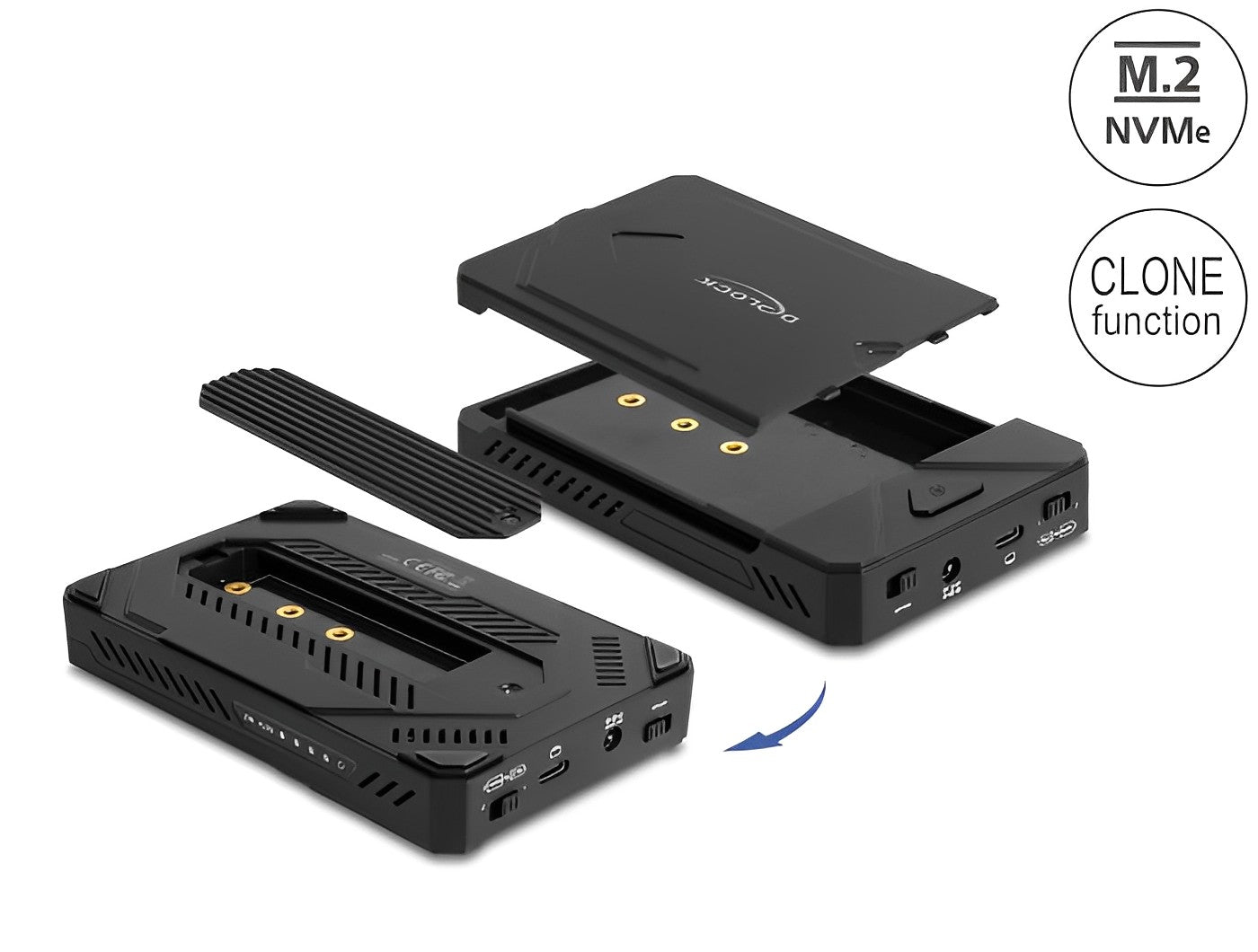 מארז חיצוני USB-C עבור כונן M.2 NVMe + כונן 2.5″ SATA HDD/SSD עם פונקציית שכפול - delock.israel