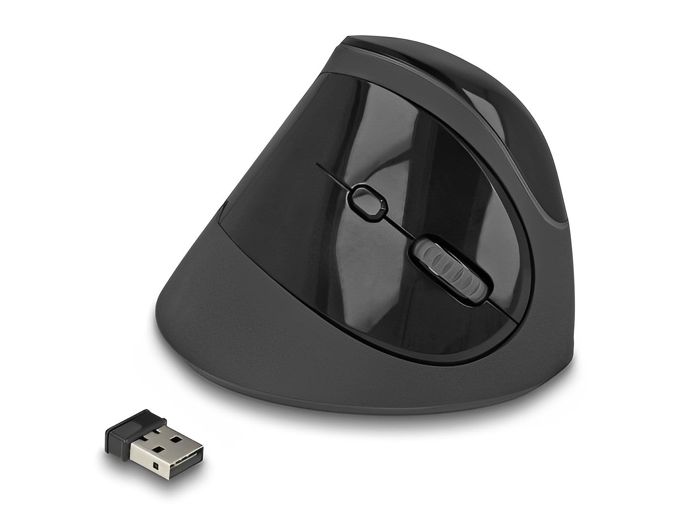עכבר אנכי ארגונומי אלחוטי USB-A 2.4 GHz עם 6 לחצנים צבע שחור - delock.israel