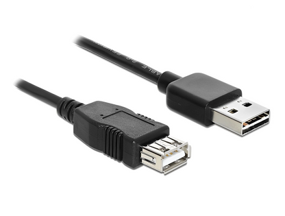 כבל EASY-USB 2.0 מבית Delock גרמניה מאפשר חיבור בין מכשיר עם מחבר USB-A למחשב אישי או נייד עם חיבור USB-A פנוי