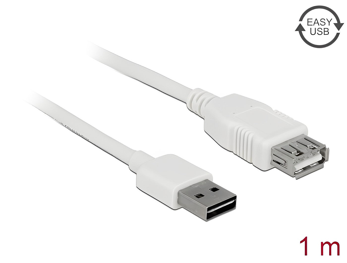 Delock Extension cable EASY-USB 2.0 Type-A male > USB 2.0 Type-A female white 1 m - delock.israel